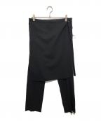 courregesクレージュ）の古着「オーバースカートウールテーラードパンツ　OVER SKIRT WOOL TAILORED PANTS」｜ブラック