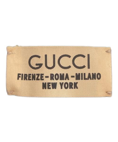 GUCCI（グッチ）GUCCI (グッチ) ロゴプリントラベル リブ ウールニットキャップ　759059 ネイビー サイズ:L（59cm）の古着・服飾アイテム