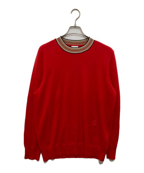 BURBERRY LONDON（バーバリーロンドン）BURBERRY LONDON (バーバリーロンドン) TBロゴ カシミヤクルーネックニット 8048832 レッド サイズ:Lの古着・服飾アイテム
