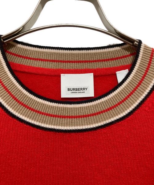 BURBERRY LONDON（バーバリーロンドン）BURBERRY LONDON (バーバリーロンドン) TBロゴ カシミヤクルーネックニット 8048832 レッド サイズ:Lの古着・服飾アイテム