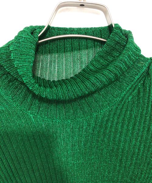 BALENCIAGA（バレンシアガ）BALENCIAGA (バレンシアガ) Glitter Lamé Rib Knit Turtleneck Dress グリッターラメリブニットタートルネックドレス　641365 グリーン サイズ:XSの古着・服飾アイテム