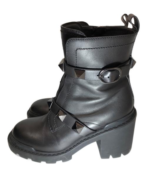 VALENTINO GARAVANI（ヴァレンティノ・ガラヴァーニ）VALENTINO GARAVANI (ヴァレンティノ・ガラヴァーニ) スタッズコンバットブーツ ブラック サイズ:41の古着・服飾アイテム