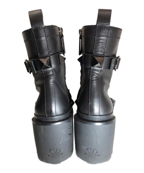 VALENTINO GARAVANI（ヴァレンティノ・ガラヴァーニ）VALENTINO GARAVANI (ヴァレンティノ・ガラヴァーニ) スタッズコンバットブーツ ブラック サイズ:41の古着・服飾アイテム