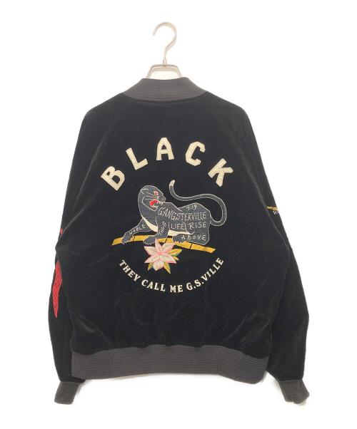 GANGSTERVILLE（ギャングスタービル）GANGSTERVILLE (ギャングスタービル) BLACKSVILLE SOUVENIR JACKET（ブラックスヴィル スーベニアジャケット）/ 別珍 リバーシブルスカジャン　GSV-18-AW-08 ブラック サイズ:Lの古着・服飾アイテム