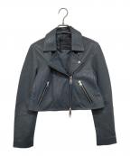 ALL SAINTSオールセインツ）の古着「DALBY CROPPED SLIM LEATHER BIKER JACKET（ダルビークロップドスリムレザー バイカージャケット）/ ライダースジャケット　WL066Y」｜グレー
