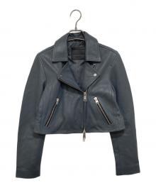ALL SAINTS（オールセインツ）の古着「DALBY CROPPED SLIM LEATHER BIKER JACKET（ダルビークロップドスリムレザー バイカージャケット）/ ライダースジャケット　WL066Y」｜グレー