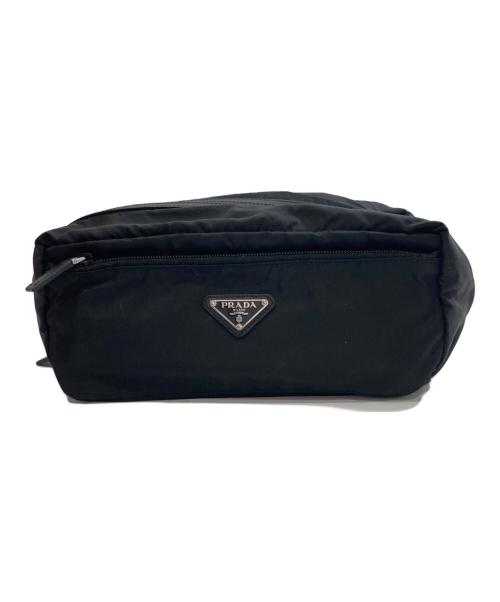 PRADA（プラダ）PRADA (プラダ) 三角プレート ナイロンクラッチバッグ ブラックの古着・服飾アイテム