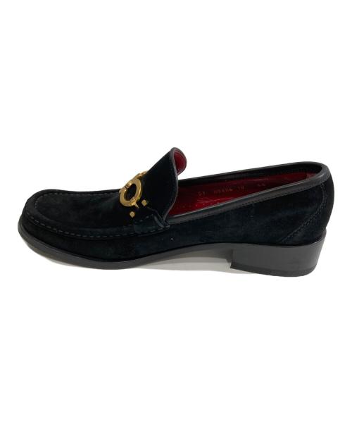 Salvatore Ferragamo（サルヴァトーレ フェラガモ）Salvatore Ferragamo (サルヴァトーレ フェラガモ) ガンチーニ ビットスウェードローファー　 Suede loafers ブラック サイズ:6.5の古着・服飾アイテム