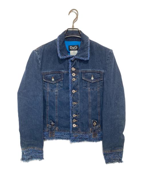 D&G DOLCE & GABBANA（ディーアンドジー ドルチェ＆ガッバーナ）D&G DOLCE & GABBANA (ディーアンドジー ドルチェ＆ガッバーナ) ツイードパイピング デニムジャケット Y2K インディゴ サイズ:Sの古着・服飾アイテム