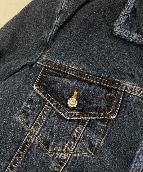 D&G DOLCE & GABBANA（ディーアンドジー ドルチェ＆ガッバーナ）D&G DOLCE & GABBANA (ディーアンドジー ドルチェ＆ガッバーナ) ツイードパイピング デニムジャケット Y2K インディゴ サイズ:Sの古着・服飾アイテム