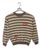 HUMAN MADEヒューマンメイド）の古着「STRIPED L/S KNIT SWEATER（ストライプロングスリーブニットセーター）ボーダーニット」｜ブラウン