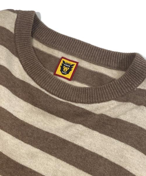 HUMAN MADE（ヒューマンメイド）HUMAN MADE (ヒューマンメイド) STRIPED L/S KNIT SWEATER（ストライプロングスリーブニットセーター）ボーダーニット ブラウン サイズ:Sの古着・服飾アイテム