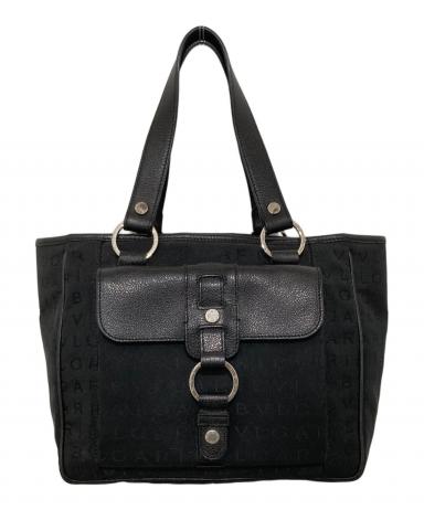 中古・古着通販】BVLGARI (ブルガリ) ロゴマニアハンドバッグ ブラック 中古・古着通販】BVLGARI (ブルガリ) ロゴマニアハンドバッグ ブラック