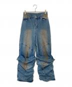 PRANK PROJECTプランクプロジェクト）の古着「Faux Boots Denim　ギャザー　フェイクブーツデニム　31251465610」｜インディゴ