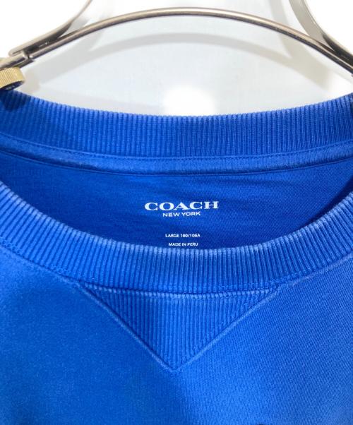 COACH（コーチ）COACH (コーチ) ナイロン スイッチング クルーネックスウェット　89748 ブルー サイズ:Lの古着・服飾アイテム