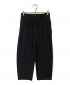 BEAUTY&YOUTHビューティーアンドユース）の古着「ウーリーバレル１プリーツスラックス　1214-1-779832」｜ブラック