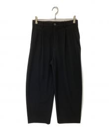 BEAUTY&YOUTH（ビューティーアンドユース）の古着「ウーリーバレル１プリーツスラックス　1214-1-779832」｜ブラック