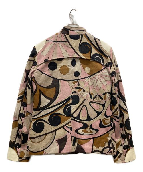 Emilio Pucci（エミリオ プッチ）Emilio Pucci (エミリオ プッチ) 幾何学柄ノーカラージャケット ピンク サイズ:36の古着・服飾アイテム