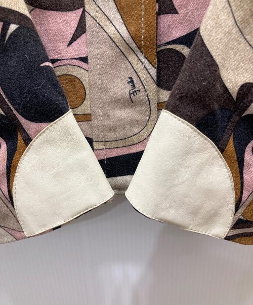Emilio Pucci（エミリオ プッチ）Emilio Pucci (エミリオ プッチ) 幾何学柄ノーカラージャケット ピンク サイズ:36の古着・服飾アイテム