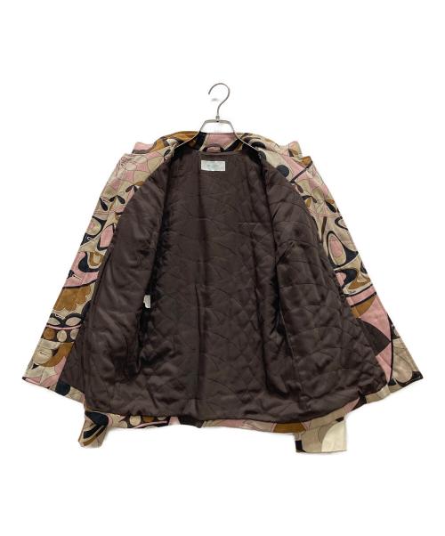 Emilio Pucci（エミリオ プッチ）Emilio Pucci (エミリオ プッチ) 幾何学柄ノーカラージャケット ピンク サイズ:36の古着・服飾アイテム