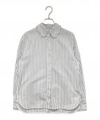 YORIヨリ）の古着「ミニフリル ストライプシャツ　YR21-24136AW」｜ホワイト