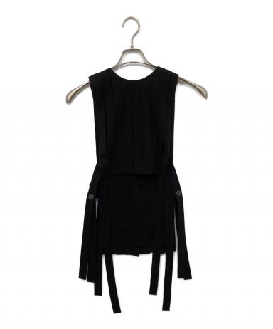 中古・古着通販】ENFOLD (エンフォルド) PLEATS VEST ブラック サイズ