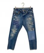 Hysteric Glamourヒステリックグラマー）の古着「スタッズダメージデニムパンツ　02191AP09」｜インディゴ