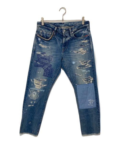 Hysteric Glamour（ヒステリックグラマー）Hysteric Glamour (ヒステリックグラマー) スタッズダメージデニムパンツ　02191AP09 インディゴ サイズ:31の古着・服飾アイテム