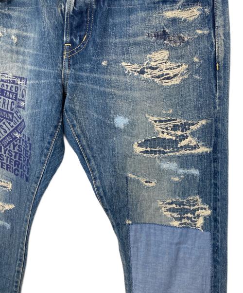 Hysteric Glamour（ヒステリックグラマー）Hysteric Glamour (ヒステリックグラマー) スタッズダメージデニムパンツ　02191AP09 インディゴ サイズ:31の古着・服飾アイテム