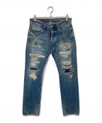 Hysteric Glamourヒステリックグラマー）の古着「スタッズダメージデニムパンツ」｜インディゴ