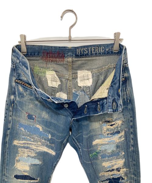 Hysteric Glamour（ヒステリックグラマー）Hysteric Glamour (ヒステリックグラマー) スタッズダメージデニムパンツ インディゴ サイズ:32inchの古着・服飾アイテム