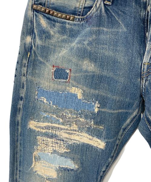 Hysteric Glamour（ヒステリックグラマー）Hysteric Glamour (ヒステリックグラマー) スタッズダメージデニムパンツ インディゴ サイズ:32inchの古着・服飾アイテム