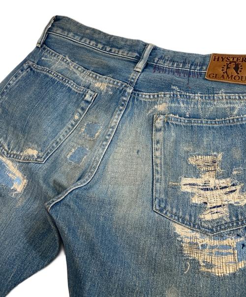 Hysteric Glamour（ヒステリックグラマー）Hysteric Glamour (ヒステリックグラマー) スタッズダメージデニムパンツ インディゴ サイズ:32inchの古着・服飾アイテム