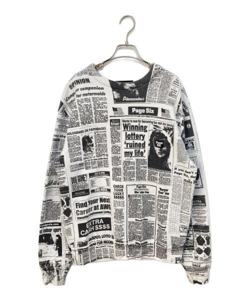 ALEXANDER WANG（アレキサンダー・ワン）ALEXANDER WANG (アレキサンダー・ワン) Page Six Newspaper Sweatshirt ページシックスニュースペーパースウェットシャツ ホワイト サイズ:Sの古着・服飾アイテム