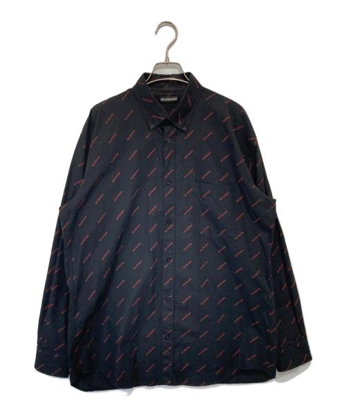 BALENCIAGA（バレンシアガ）BALENCIAGA (バレンシアガ) オールオーバープリントシャツ　534333 ブラック サイズ:38の古着・服飾アイテム