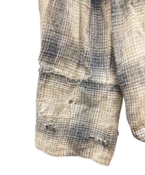 BLANK（ブランク）BLANK (ブランク) ダメージ加工オンブレチェックシャツ ベージュ サイズ:Mの古着・服飾アイテム