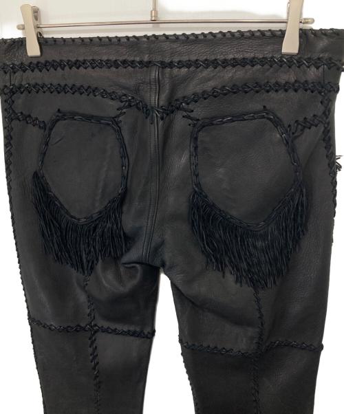 L.G.B（ルグランブルー）L.G.B (ルグランブルー) フリンジフレアレザーパンツ　FRINGE LEATHER PANTS　CARLOS/PTM DEER ブラック サイズ:73.5cm (W29)の古着・服飾アイテム