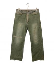 L.G.B（ルグランブルー）の古着「切替ワイドデニムパンツ　BEAR MIX M003」｜インディゴ