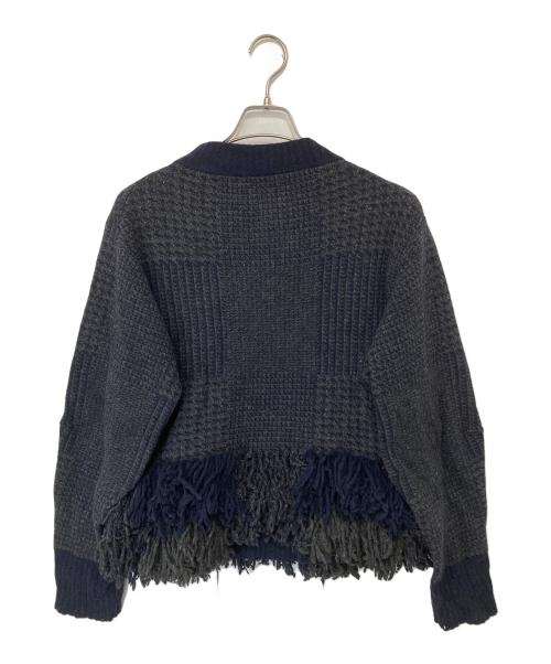 sacai（サカイ）sacai (サカイ) ハンドトゥース フリンジ ボールチェーン ニット 14-02088 ネイビー サイズ:１の古着・服飾アイテム
