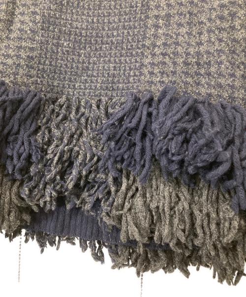sacai（サカイ）sacai (サカイ) ハンドトゥース フリンジ ボールチェーン ニット 14-02088 ネイビー サイズ:１の古着・服飾アイテム