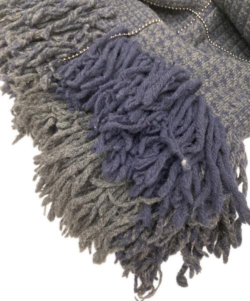 sacai（サカイ）sacai (サカイ) ハンドトゥース フリンジ ボールチェーン ニット 14-02088 ネイビー サイズ:１の古着・服飾アイテム