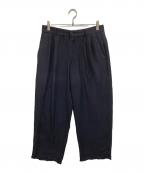 ISSEY MIYAKEイッセイミヤケ）の古着「リネンレーヨン 2タックパンツ　ME51-FF095」｜ネイビー