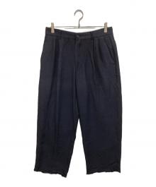 ISSEY MIYAKE（イッセイミヤケ）の古着「リネンレーヨン 2タックパンツ　ME51-FF095」｜ネイビー