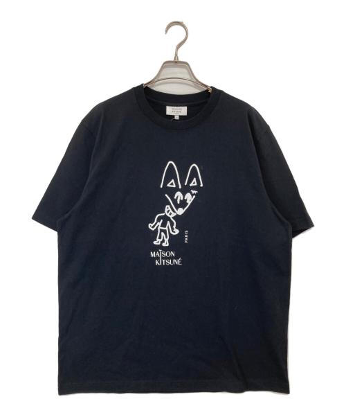 maison kitsune（メゾンキツネ）maison kitsune (メゾンキツネ) パーティー フォックス コンフォート Tシャツ　PM00116KJ7025 ブラック サイズ:Lの古着・服飾アイテム