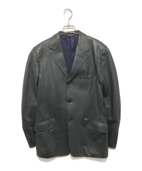 PAUL SMITH（ポールスミス）Paul Smith (ポールスミス) レザーテーラードジャケット グリーン サイズ:Mの古着・服飾アイテム