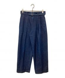 Traditional Weatherwear（トラディショナルウェザーウェア）の古着「ベルテッドデニムパンツ」｜インディゴ