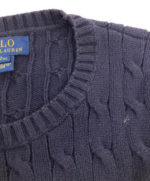 POLO RALPH LAUREN（ポロ・ラルフローレン）POLO RALPH LAUREN (ポロ・ラルフローレン) ケーブルニット ネイビー サイズ:L(14-16)の古着・服飾アイテム
