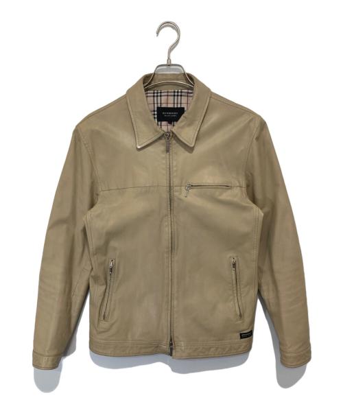 BURBERRY BLACK LABEL（バーバリーブラックレーベル）BURBERRY BLACK LABEL (バーバリーブラックレーベル) ゴートスキンスキン シングルレザージャケット ベージュ サイズ:Lの古着・服飾アイテム