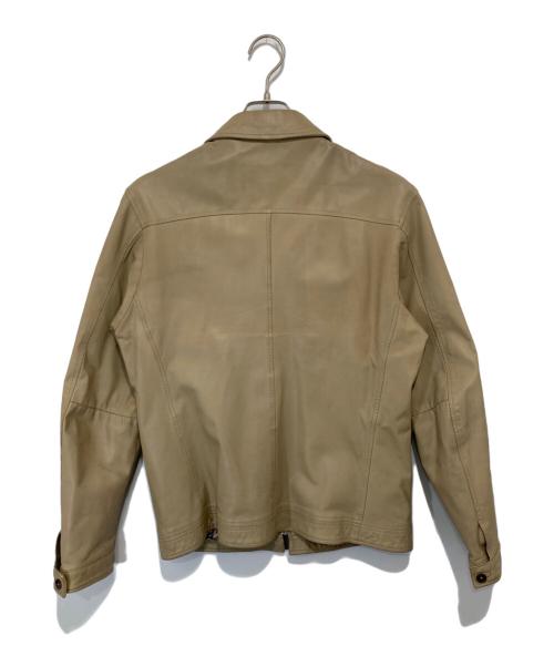 BURBERRY BLACK LABEL（バーバリーブラックレーベル）BURBERRY BLACK LABEL (バーバリーブラックレーベル) ゴートスキンスキン シングルレザージャケット ベージュ サイズ:Lの古着・服飾アイテム
