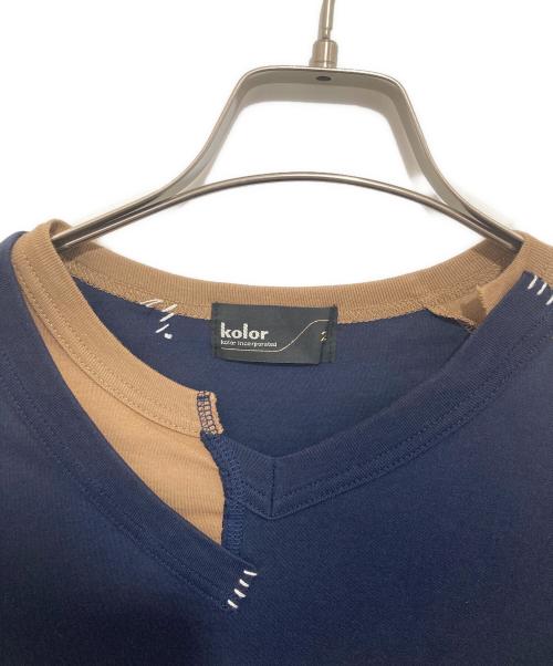 KOLOR（カラー）KOLOR (カラー) ドッキングTシャツ　21SCM-T10206 ネイビー サイズ:２の古着・服飾アイテム